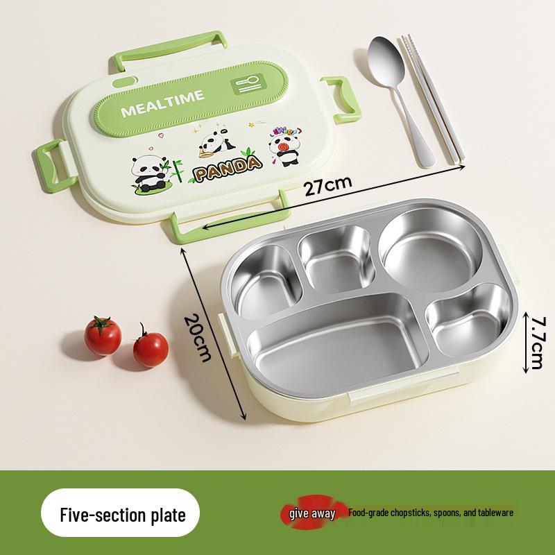 304 Stainless Steel Portable Insulated Lunch Box with Compartmented Lid, Large Capacity Bento Box for Students.