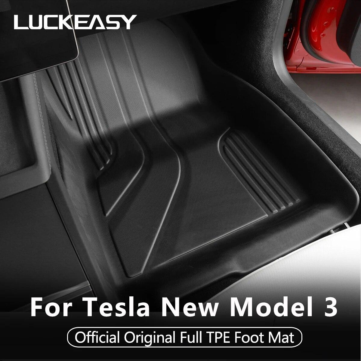 

LUCKEASY для Tesla Model 3 Highland, подушечки для ног, полностью окруженные коврики, защитный коврик для заднего багажника, 2023 2024, автомобильные аксессуары