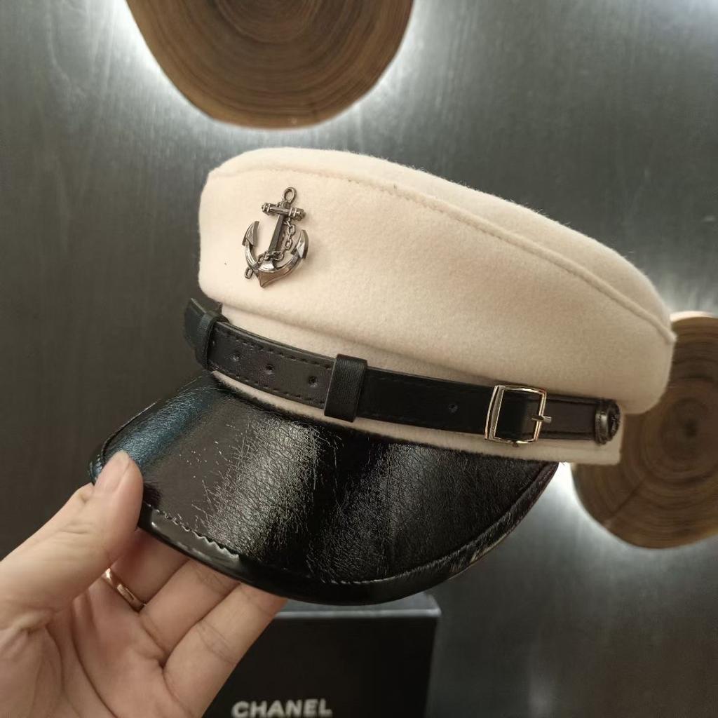 Vintage Anchor Belt Navy Hat Woolen Newsboy Hat British Style Personalized Cap