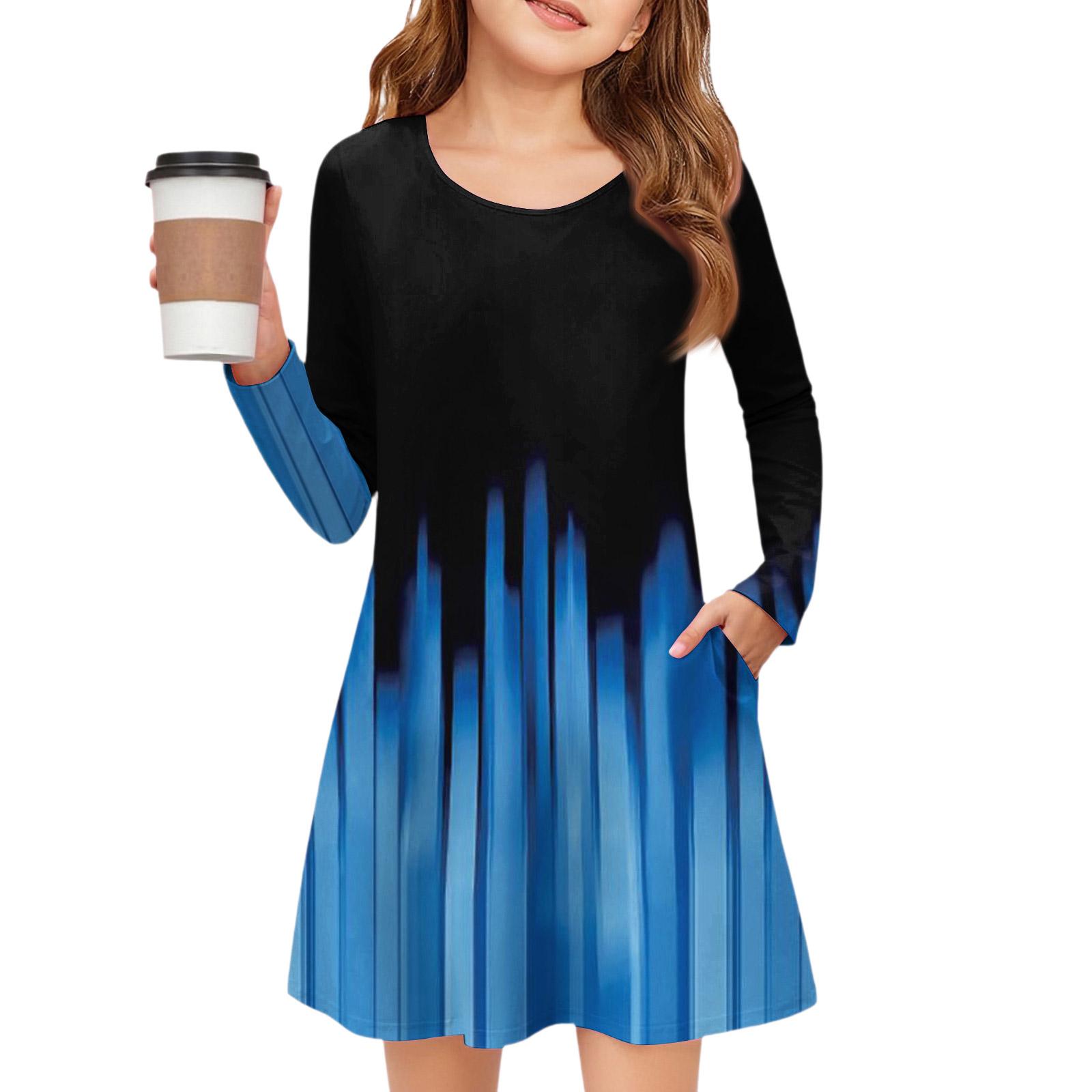 

Платье с длинным рукавом для девочек - Платье с цветными карманами 150