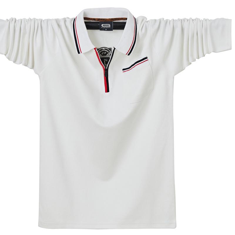 Nuova Maglietta Polo da Uomo Larga Plus con Cerniera Business Traspirante Casual a Maniche Lunghe con Rever Leggera Morbida Antirughe Traspirante Cotone