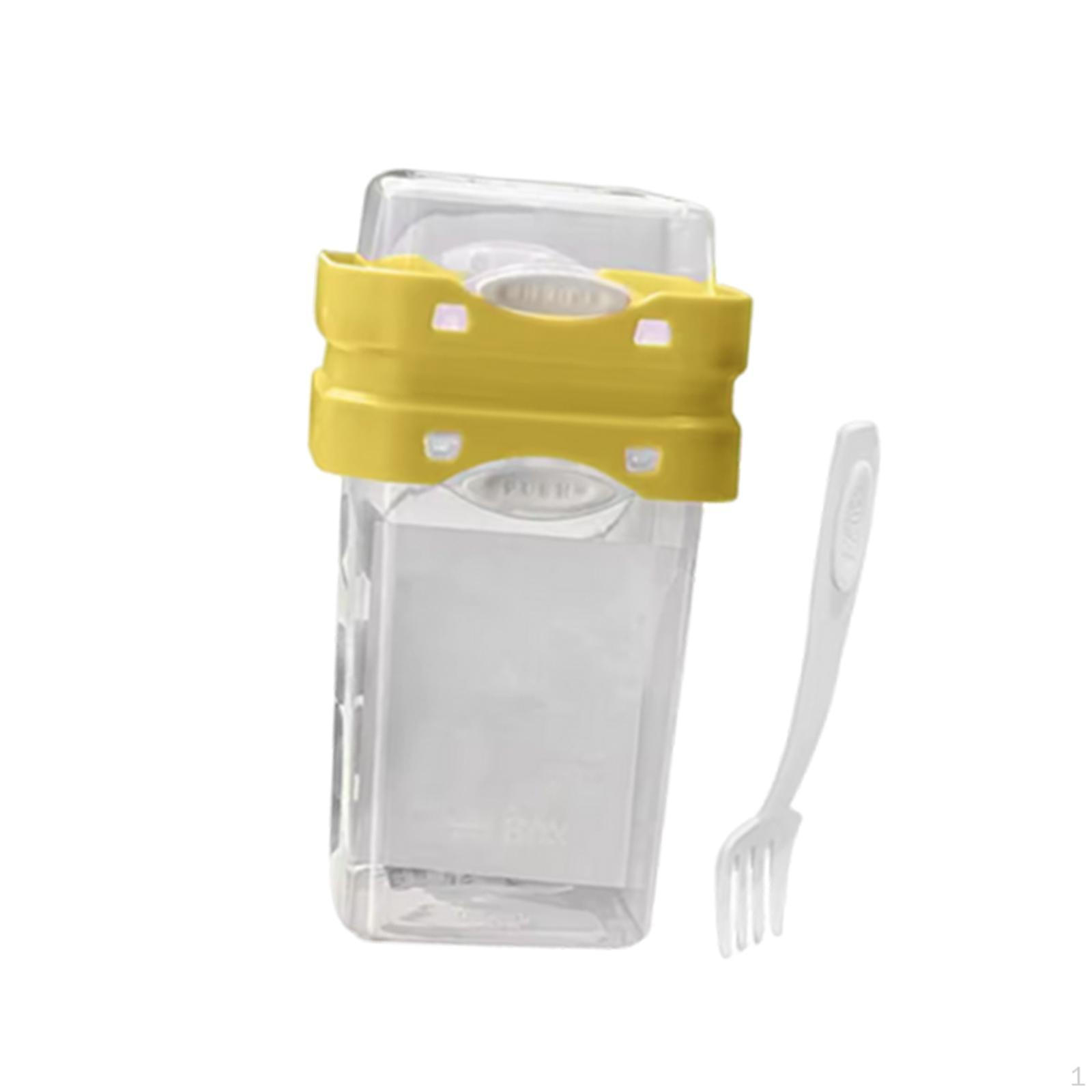 

Двухслойный контейнер для салата для фруктовых и овощных блюд with Fork Yellow