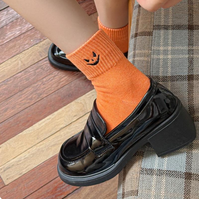 Halloweenské ponožky Pánské Dámské Bavlněné Ponožky do půlky Lebka Duch Netopýr Dýně Čarodějnický klobouk Výšivka Silné Teplé Ponožky