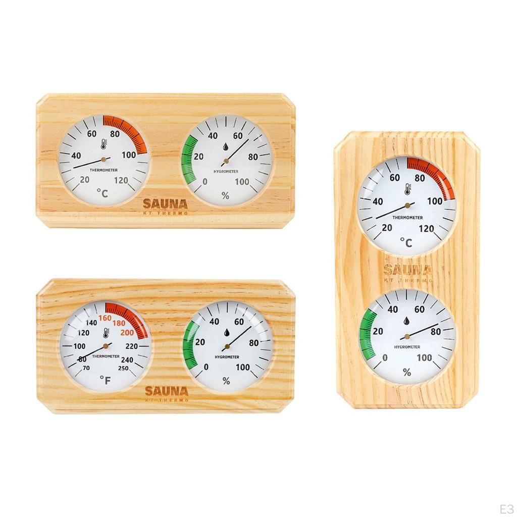 2-in-1 Hygrometer/hygrothermograph for Sauna, Wall-mounted, Wooden, Easy Installation. Temperature