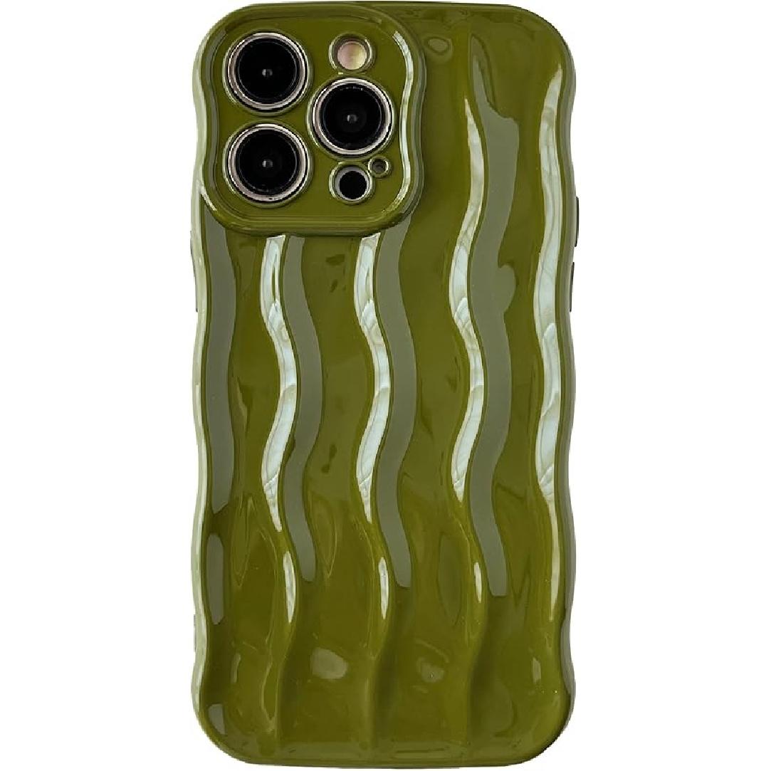 Caseative for iPhone 16 Pro Max Case,Water Ripple Pattern Curly Wave Frame Soft Phone Case (Silver)