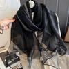 Elegant Thin Silk Scarf Bow Lace Scarf Wraps Fashion Embroidery Scarf  Spring
