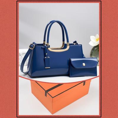 New Simple and Fashionable Patent Leather Glossy Women's Bag Bridal Wedding Messenger Bag Handbag Women's Dinner Bag