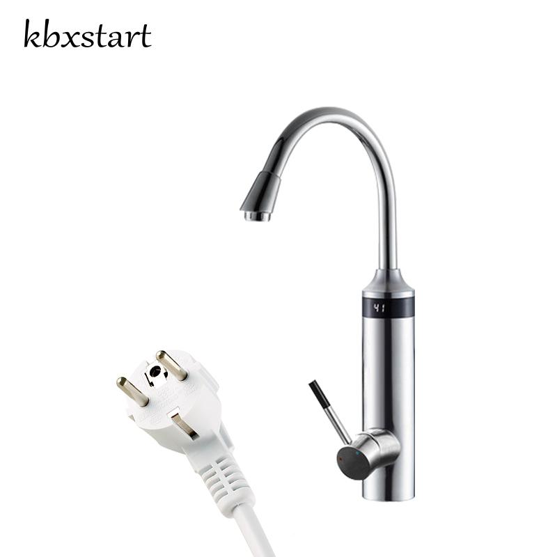 Kbxstart Kitchen Tankless Water Heater Tap Electric Water Faucet Third Generation Heating Tube Torneira 220V With Safer Handle