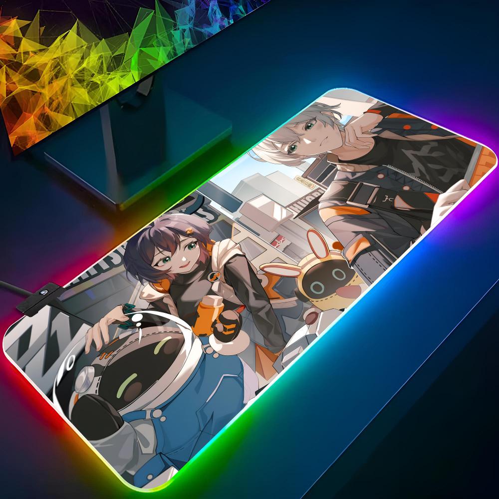 Zenless Zone Zero Mouse Pad Gaming Rgb Mousepad Backlit Animal Keyboard Gamer Girl Xxl Laptop Mat Table Pads Deskpad