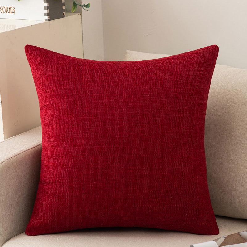 Modern Minimalist Solid Color Cotton Linen Throw Pillow for Sofa, Bed, or Office - Square Lumbar Cushion