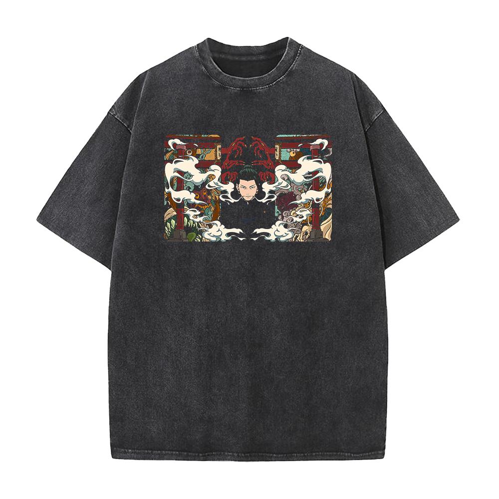 Anime Jujutsu Kaisen Geto Suguru Printed Tshirt Mens and Womens Washed Tshirt High Quality Vintage Cotton Tshirt Top