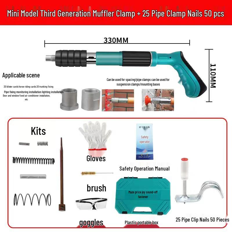 Multi-Purpose Pneumatic Concrete Nail Gun for Ceiling and Wall Fixing, Sound-Dampening
