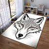 Wolf Head Carpet with Red Eyes and Intricate Tribal Design, Nordic Style Suitable for Use As an Anti-slip for Living Room Bedroom Sofas