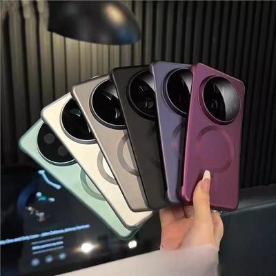 Adequado para Capa Magnética de Metal Pintado Sem Bordas Huawei Mate60 e Capa Fosca Aveludada Mate70 Pro