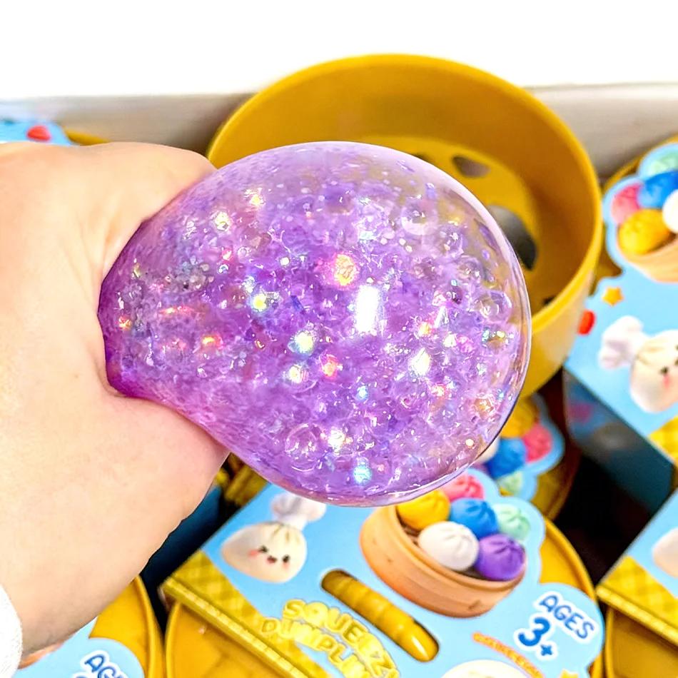 HOT! Push Bubble Colorful Dumpling Squishes Stress With Steamer Cute Anxiety Toy Soft Decompression Dough For Adults Prospector
