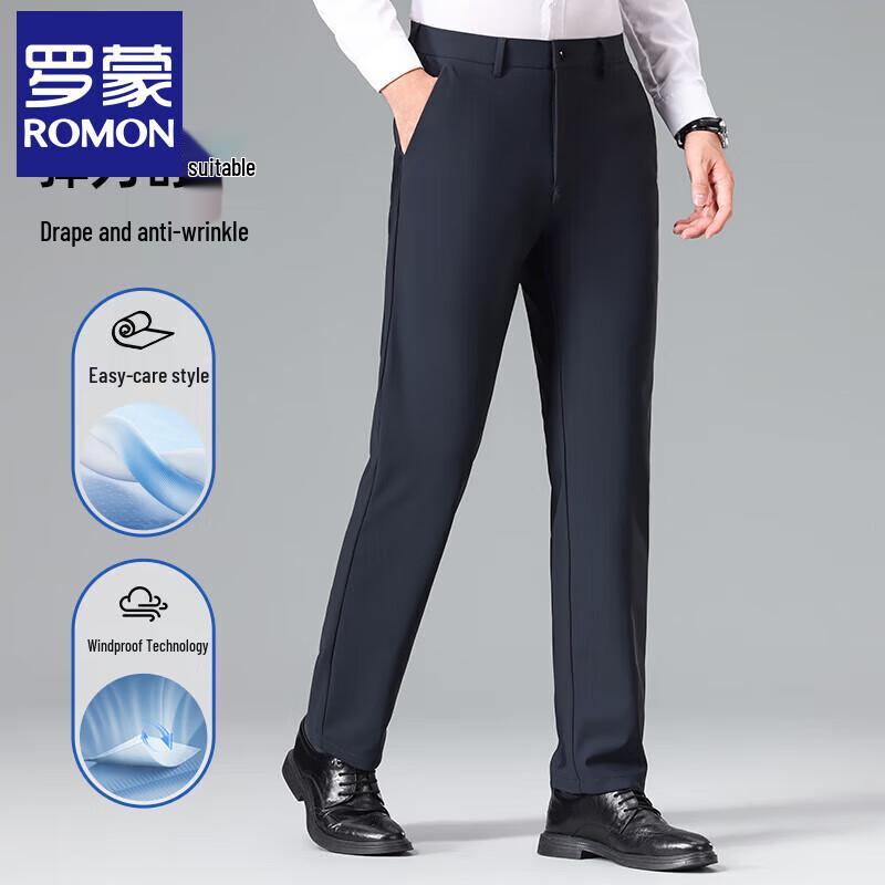 

Luomeng Men s Fleece-Lined Business Casual Straight-Leg Pants 38