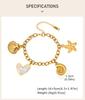 Shell Starfish Conch Charms Bracelet for Women,18k Gold Plated Stainless Steel Summer Beach Waterproof Jewelry