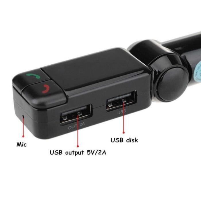 GB07754-Kit sans fil LCD Bluetooth voiture Transmetteur FM MP3 A2DP Stéréo Lecteur Musique Chargeur USB mains libres pour ISO An