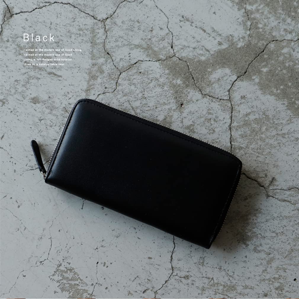 VITAFELICE Sheepskin Long Wallet Women's Zip-Around (Black, vmew-e-031)