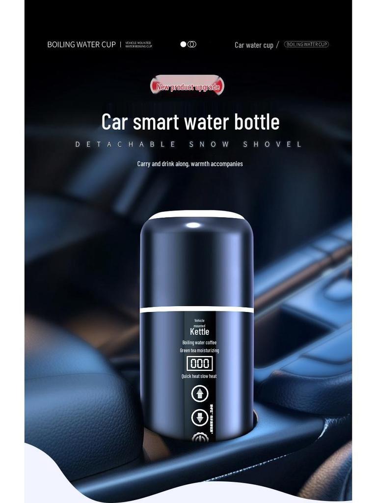 Dvounapěťová auto elektrická konvice: USB chytrý vyhřívaný izolační hrnek pro 12V/24V