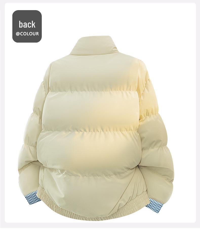 Męska Zimowa Modna Pikowana Kurtka Puffer w Kratę z Łatkami, Pogrubiona i Ciepła dla Par