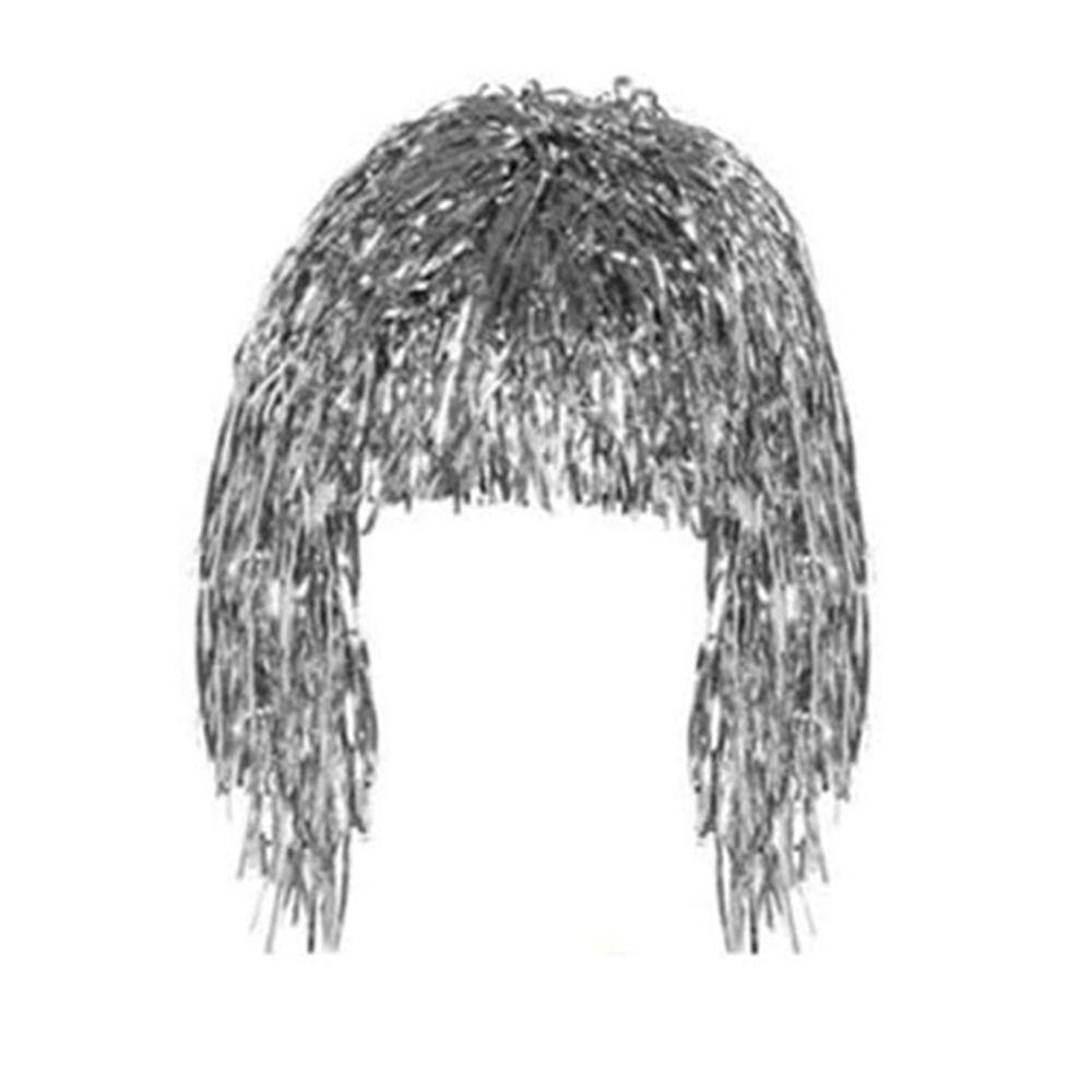 New Metal Party Wigs Hair Shiny Costume Aluminum Foil Cosplay Dance Hairpiece Plastic Decor Wigs Hair