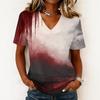 Haut pull décontracté pour femme à col en V, manches courtes, imprimé graphique Halloween, coupe ample, t-shirt léger pour un usage quotidien