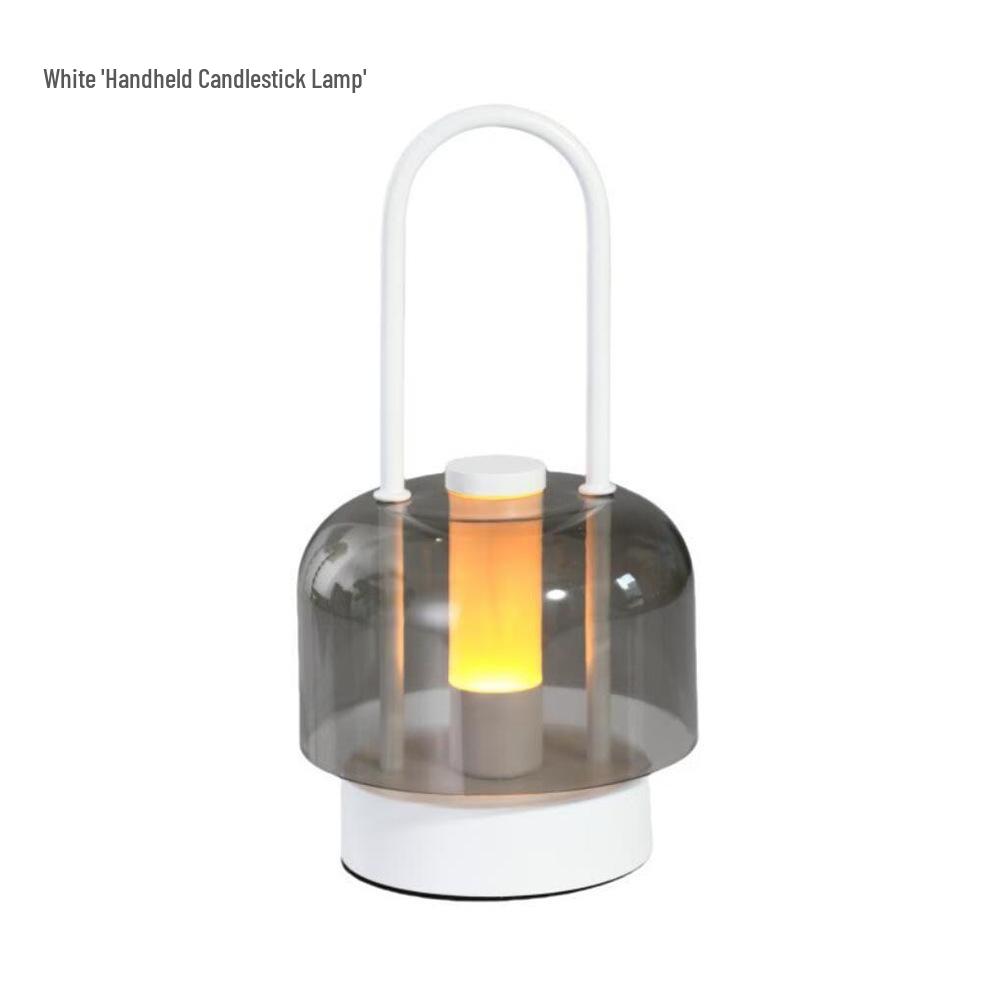 Creative Touch Portable Rechargeable Candlestick Lamp - Three-Color Stepless Dimming Night Light for Camping