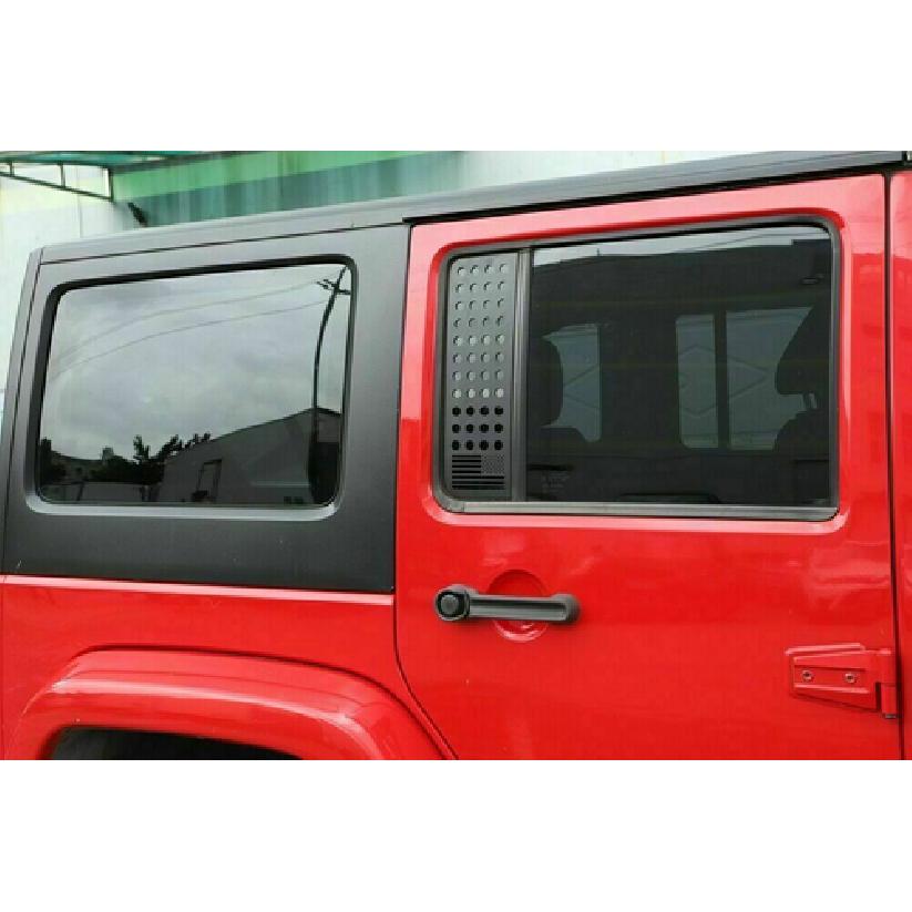 Rear Door Triangle Window Glass Cover Trim US Flag  For 2007-17 Jeep Wrangler JK