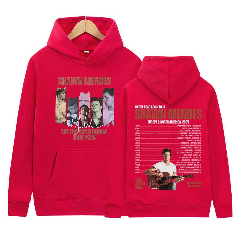 Singer Shawn Mendes On The Road Again Tour 2025 Album Hoody Mens Vintage Aesthetic Sweatshirt Fashion High Quality Fleece Hoodie