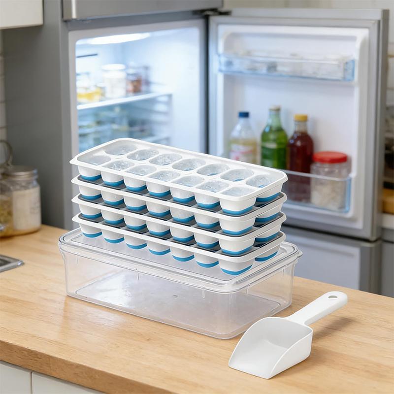 14 Square Ice Cubes With Lids 4 Boxes Of Stackable Silicone Ice Cubes Molds Homemade Ice Cube Tool Kitchenware Summer Gadgets