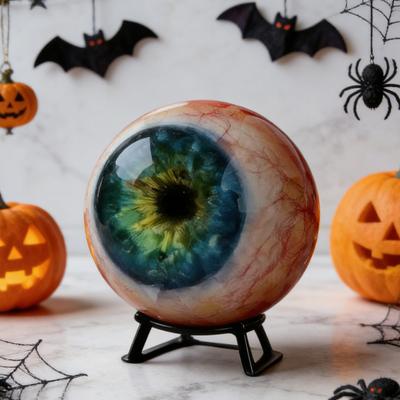 Realistisches Gothic Augapfel-Ornament Lebensechte Horror 3D Augen-Skulptur mit Ständer für Halloween-Party Schreibtischregal Heimdekoration