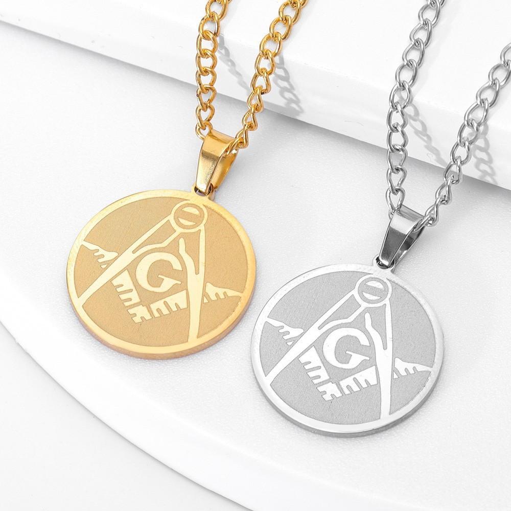 Freemasonry Logo Medallion Pendant Necklace, Trendy Men's and Women's Necklace