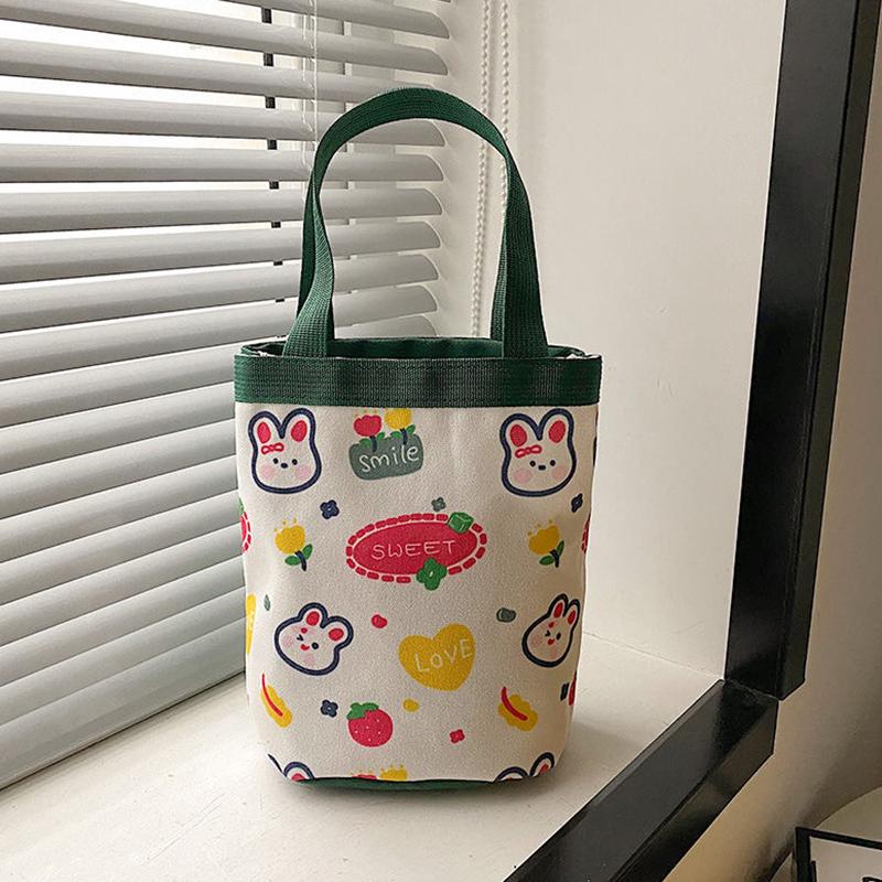 

Портативная милая сумка-ведро с граффити в виде животных, цилиндрическая сумка с принтом INS, холщовая сумка для бэнто, ручная сумка-ланчбокс