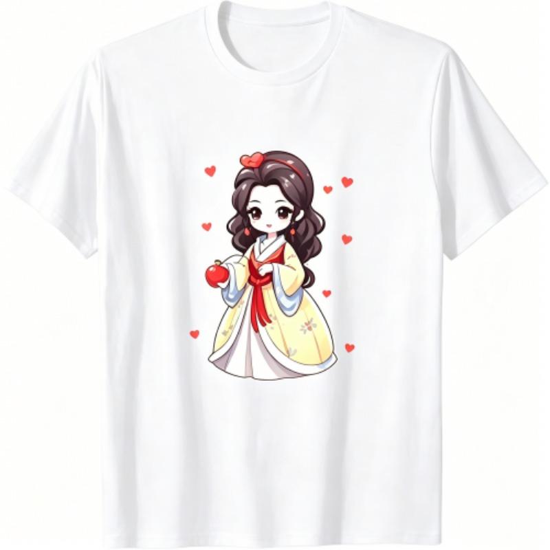 Fun Anime Cartoon Girl Print Women's T-Shirts Summer Fashion Street Outdoor Casual T-shirt Tops for Men's and Women's Tees Top