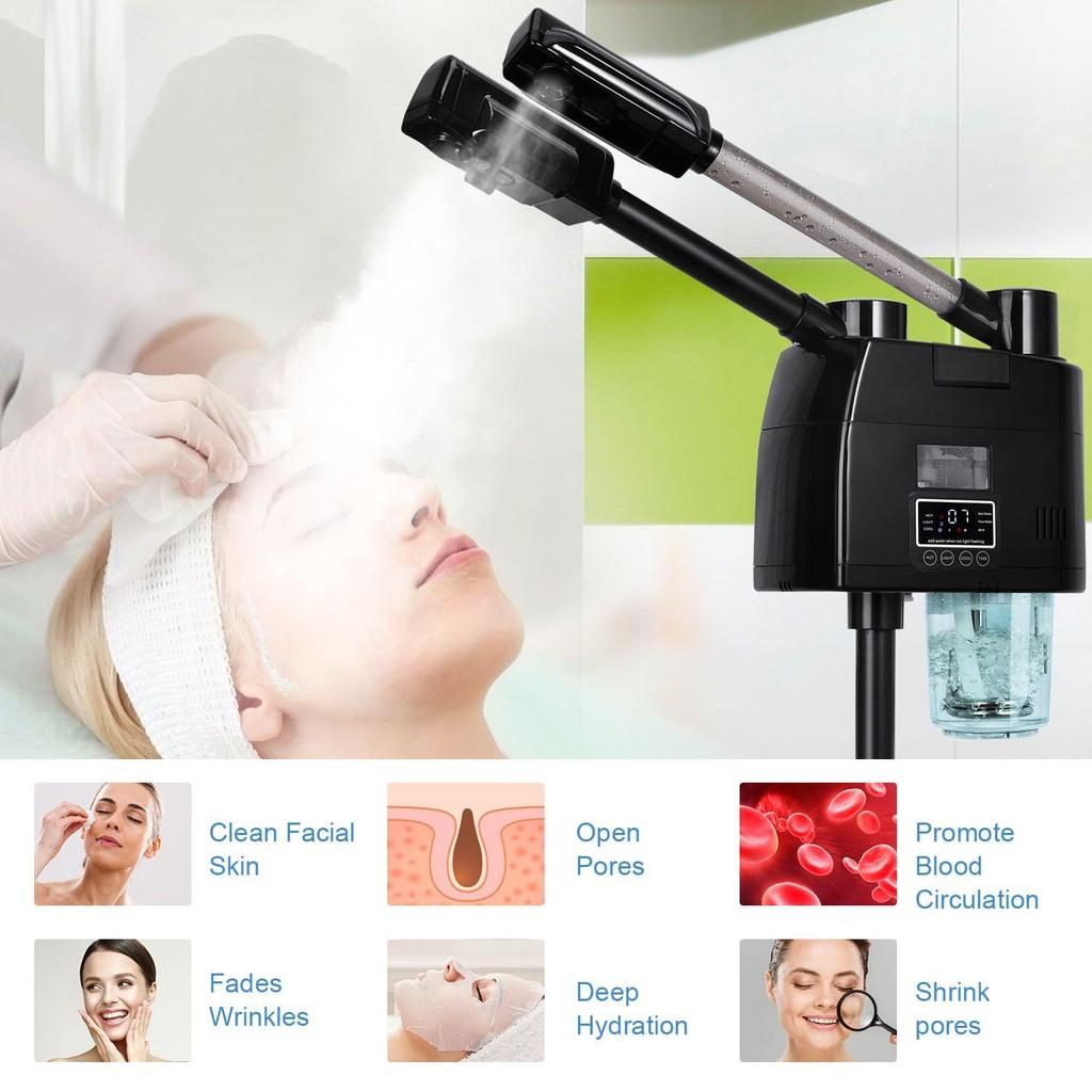 Cool/Hot Double Mist Face Sprayer Beauty Salon Face Spray Water Replenishing Instrument Professional 2 in 1 Facial Steamer