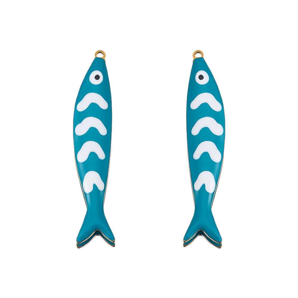 2pcs Stainless Steel Marine Animals Pendant Shell Turtle Starfish Demon Fish Necklace Earring Charm for Jewelry Making Supplies