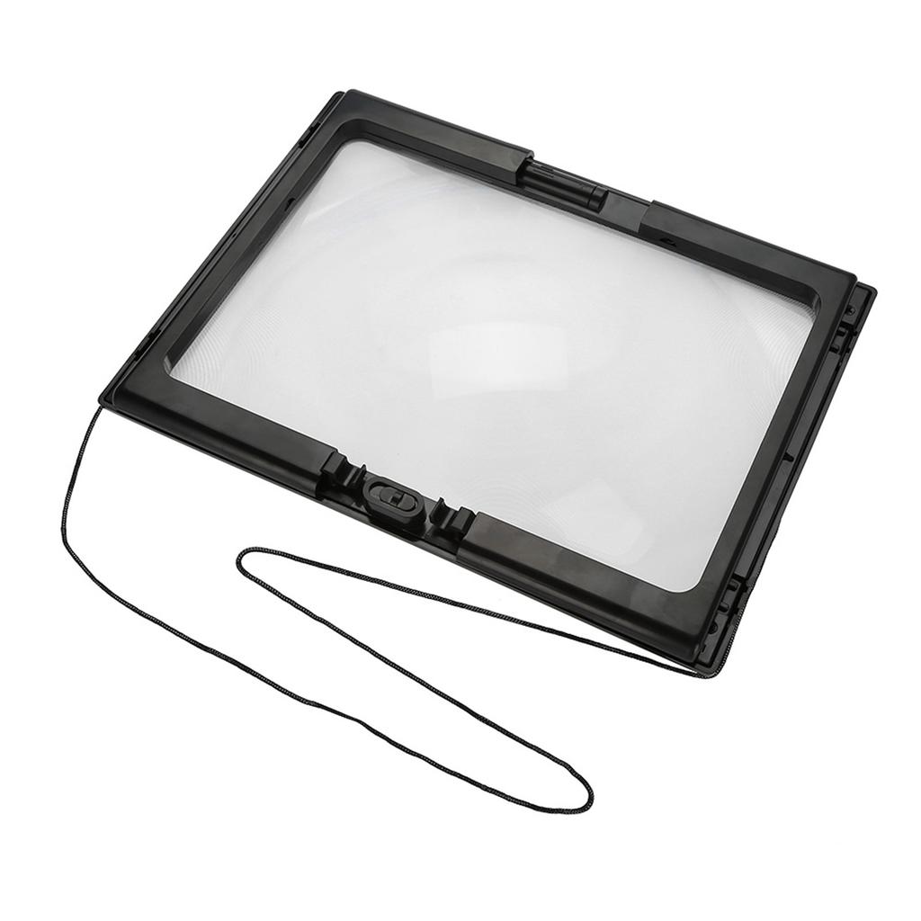 Foldable Ultrathin A4 Full Page Magnifying Glass with 3X Magnifier 4 LED Lights for Reading