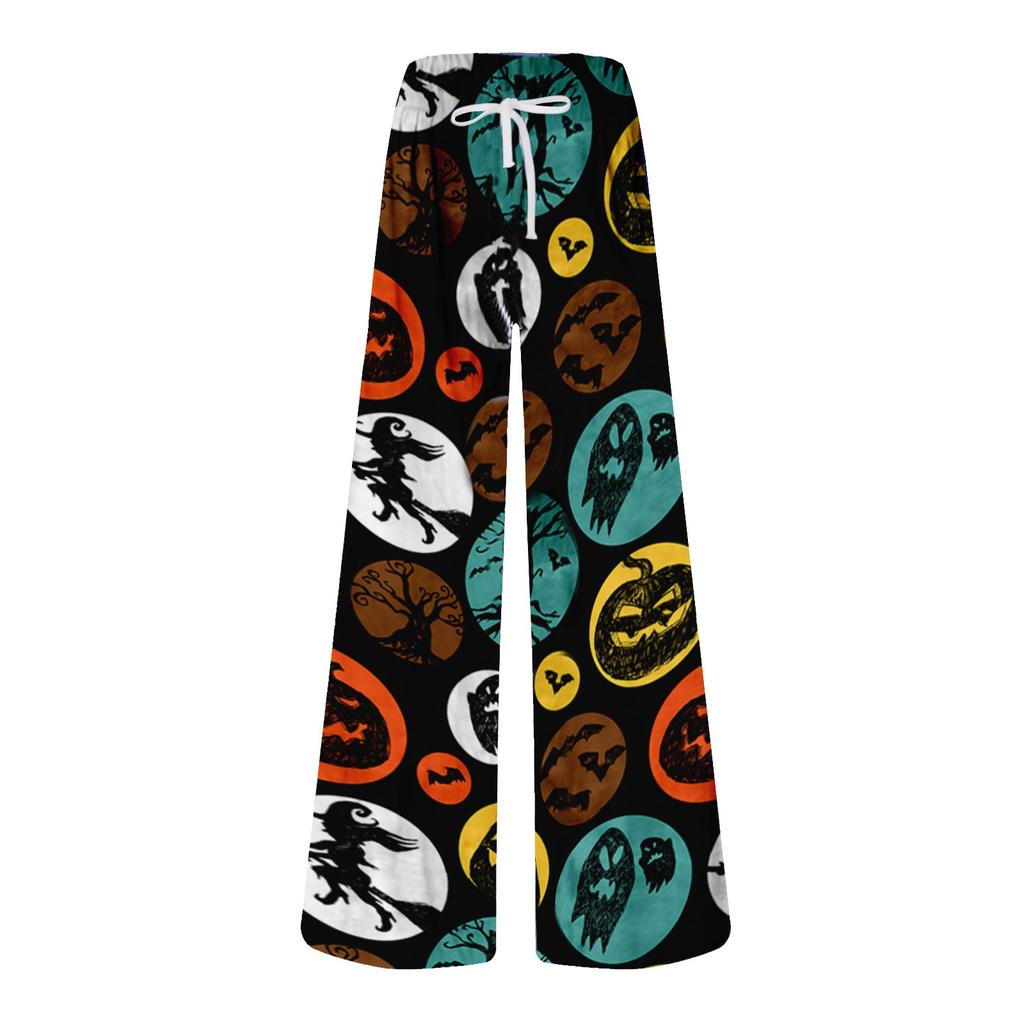 Fashion Women's Casual Fashion Halloween Printed Loose Comfortable Yoga Wide Leg Pants
