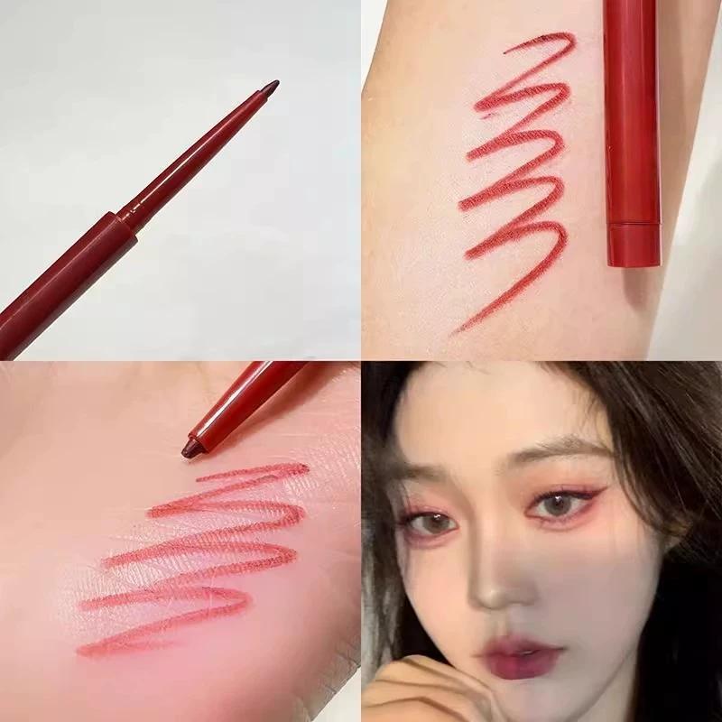 Wine Red Eyeliner Brown Eyeliner Smooth Not Dizzy Waterproof and Durable Thin Head Color Black Novice Genuine Goods
