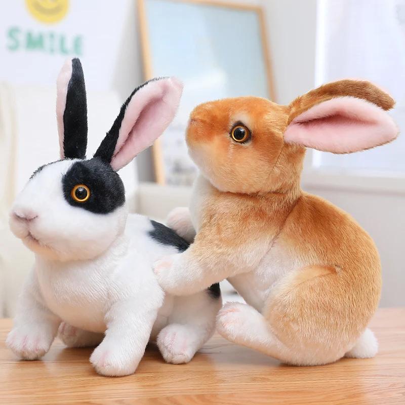 Enorme mini juguete de simulación de perro y conejo, lindo animal suave, muñeco de simulación, regalo de cumpleaños de Pascua, juguete para niños, decoración de dormitorio