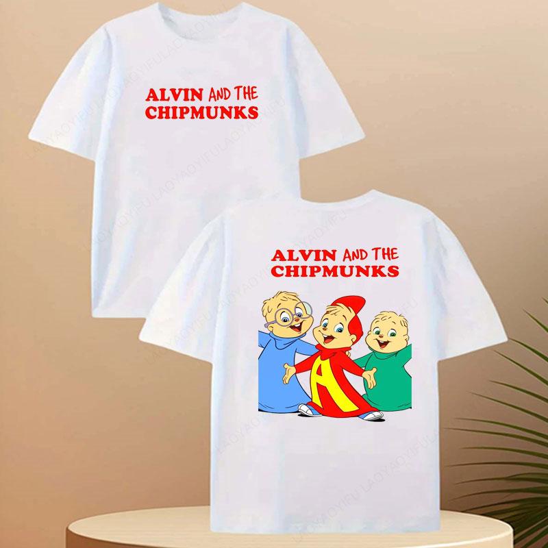 

Hot Cartoon Alvin and The Chipmunks Anime Red Shirt S/P Movie Cotton Tee Tops Animation Adult T-shirt Man Clothes Women Shirts 5XL різнокольоровий