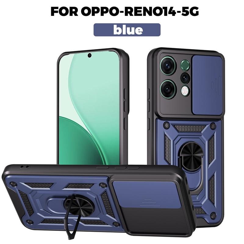 Armor Magnetic Ring Bracket Case For OPPO Reno 14 Pro 14F 5G Slide Lens Protector Cover for Reno14 Reno14F Funda