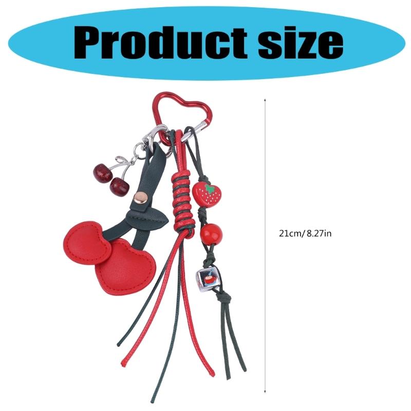 Eleganter Kirsch Schlüsselanhänger Taschenanhänger Praktischer geflochtener Seil Schlüsselhalter Taschen Anhänger Stilvolles Geldbörsen Accessoire Für Frauen