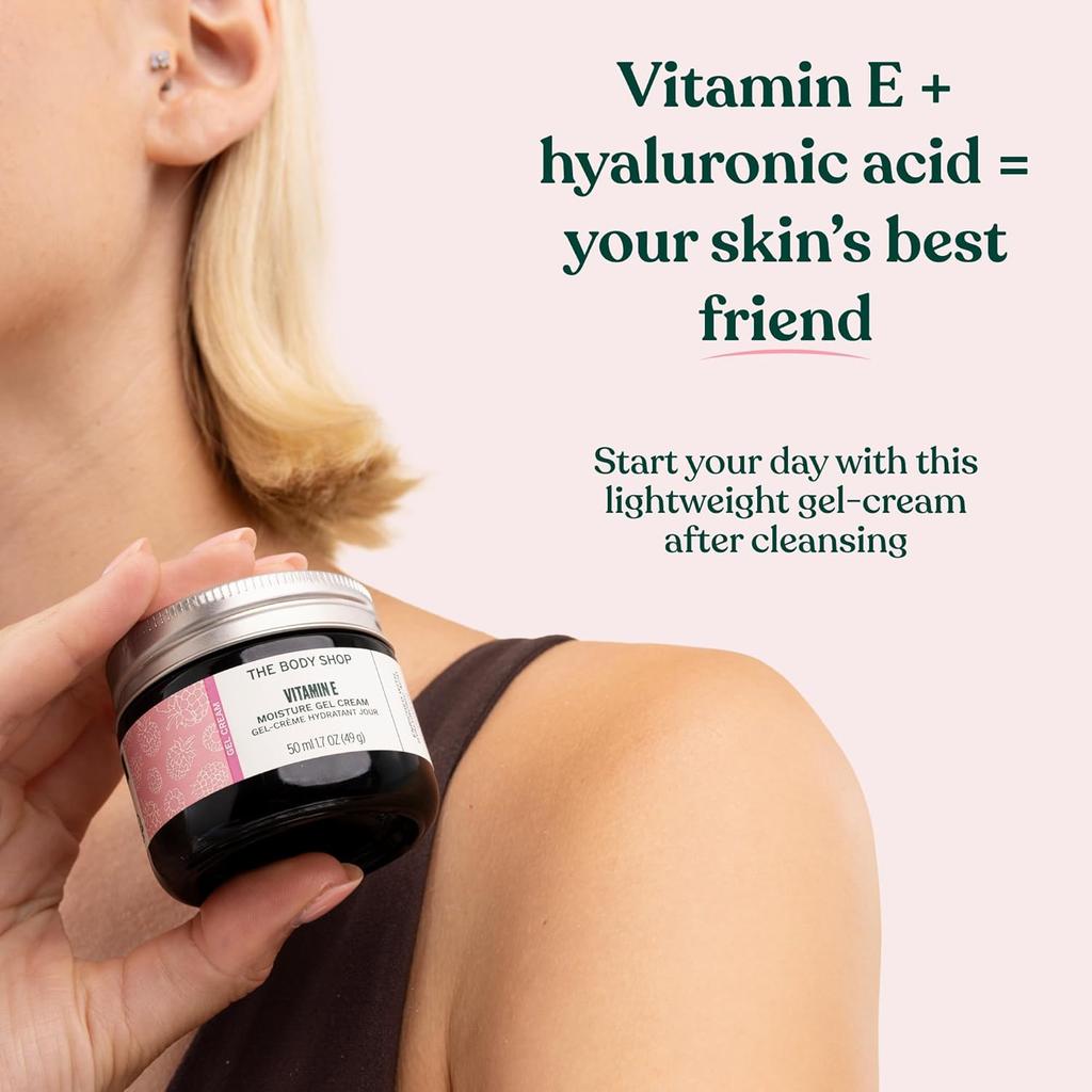 The Body Shop Vitamin E Gel Moisture Cream 50 ml For Combination Skin Lightweight Oil Free Face Hydrator 48 Hr Moisture