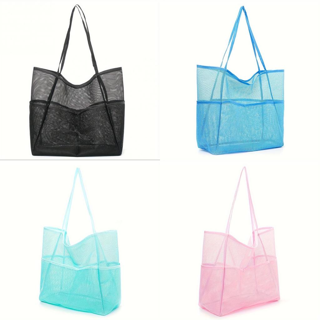 Travel Beach Bag With Mesh Compartments For Swimsuit And Toiletry Storage