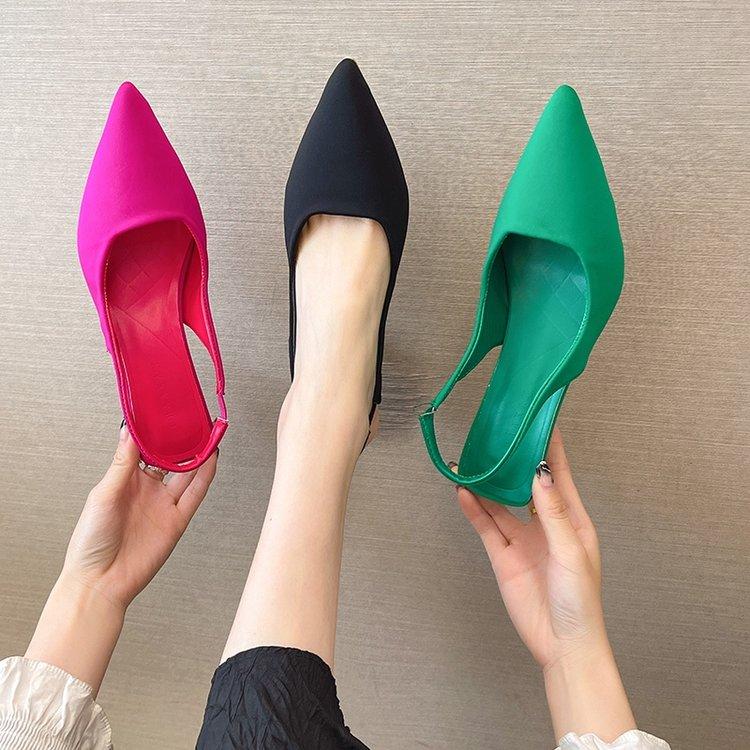 Ladies Shoes  New Slip-on Women's High Heels Fashion Shallow Mouth Office and Career Sexy Pointed Toe Closed Toe Sandals