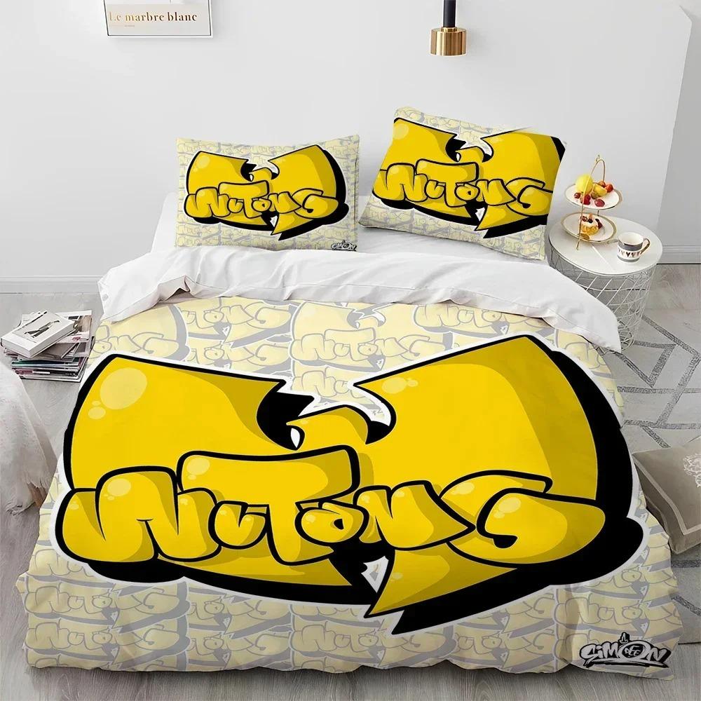 3D Wu T-TANG Clans Series Sign Täcke Sängkläder Set, Påslakan Sängset Örngott, King Queen Size Sängkläder Set Barn