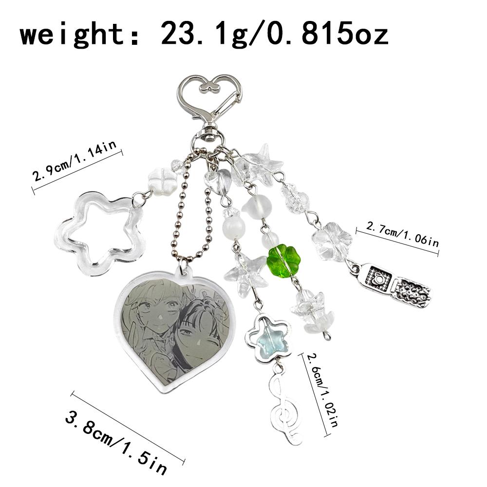 The Guy She Was Interested In Wasn't a Guy At All/Green Yuri Keychain Cute Anime Heart Keyring Handmade Beaded Accessory
