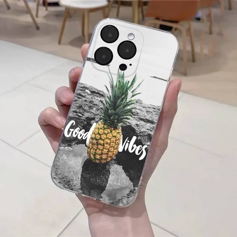 Fruit Pineapple Phone Case For iPhone 16,15,14,13,12,11 Plus,Pro,Max,XR,XS,X,7,8 Plus,SE,Mini Transparent Soft Cover